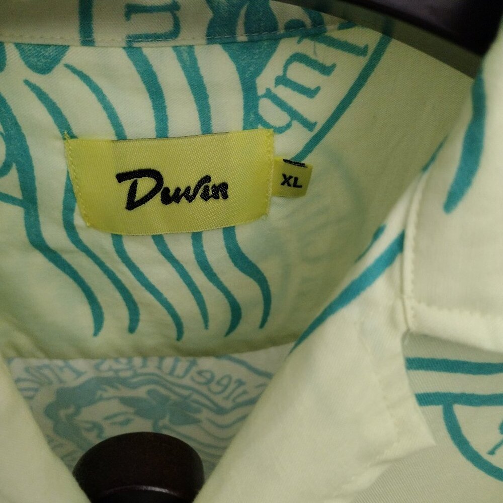 Duvin Keylime Beach Club Button Up XL Retro Camp Collar Shirt - Picture 7 of 10